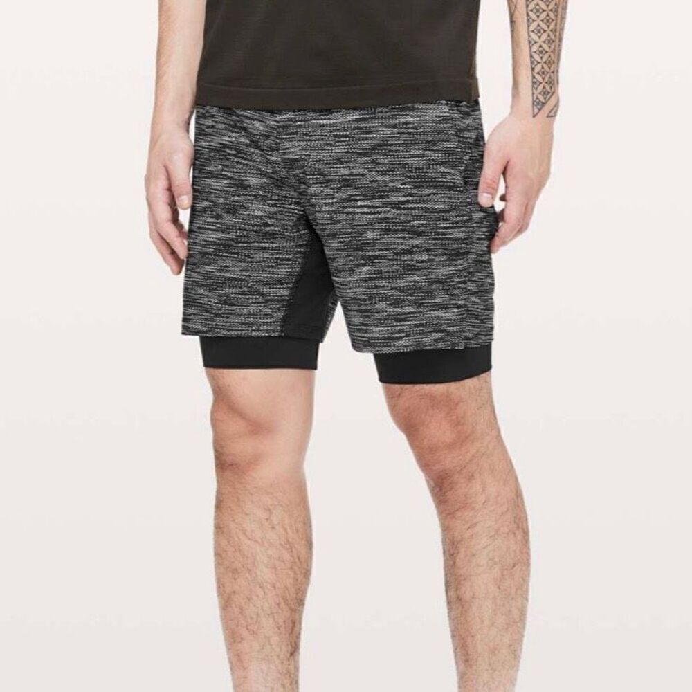 Lululemon T.H.E. Short Nulux Liner 7" All Court Texture White‎ Black Men Large - Picture 8 of 12